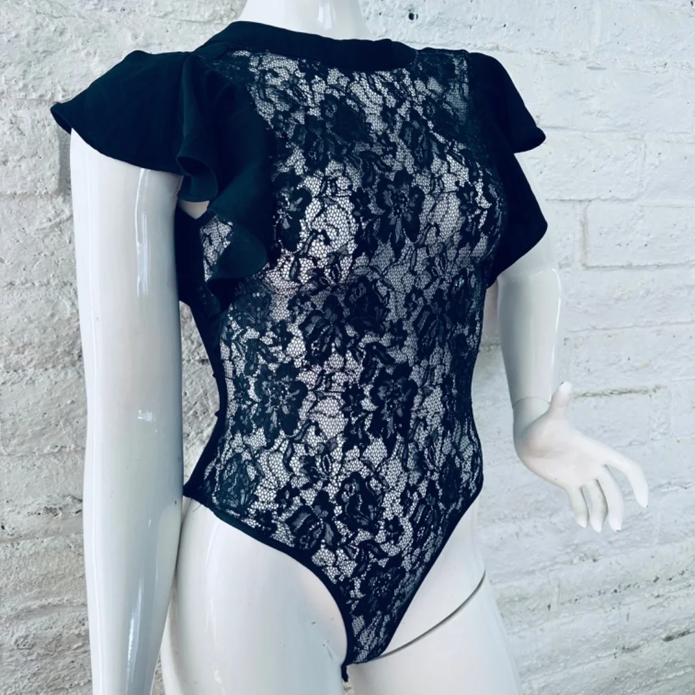 windsor lace bodysuits sequins blouse black size S - Picture 3 of 10